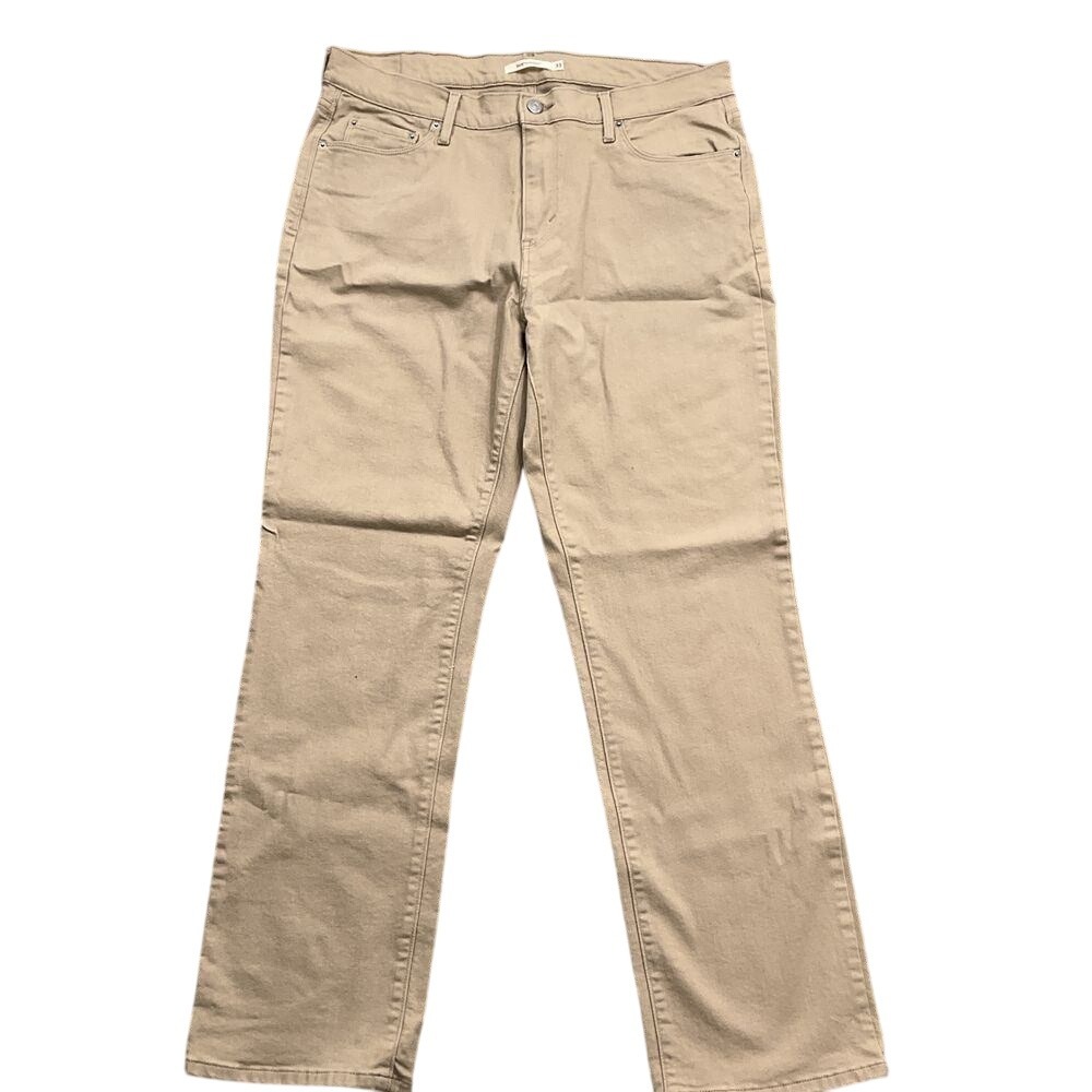 Levis 505 Jeans Women 33 ACT35W 31.5L Khaki Stretch Mid‎ Rise Straight Normcore
